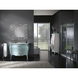 MOBILE BAGNO ARREDO LACCATO ACQUA MARINA SWAROVSKI CON SPECCHIERA DESIGN VENETO