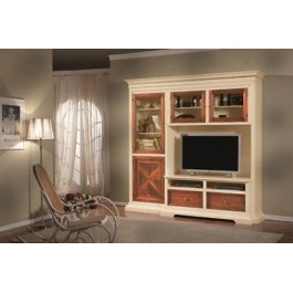 MÓVIL DE LA PUERTA DE MADERA TVPARETE soggorno TaraceadoBICOLORE MARFIL Y NUEZ