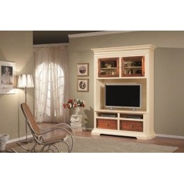 MÓVIL DE LA PUERTA DE MADERA TVPARETE soggorno TaraceadoBICOLORE MARFIL Y NUEZ