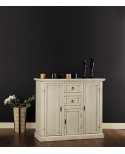 MOBILE CABINET 3 DOORS PAINTED IVORY ANTIQUE