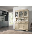 CREDENZA CRISTALLIERA COMPLETA COUNTRY PROVENZALE COL AVORIO - LEGNO MASSELLO
