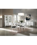 TABLE OVALE 160 TOUS BOIS MODERNE BLANC BRILLANT BOIS X SALON