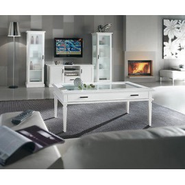 TAVOLO TAVOLINO LEGNO MODERNO LACCATO BIANCO LEGNO MASSELLO X SALA SALOTTO