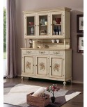 CRISTALLIERA VETRINA CREDENZA LEGNO BASE + ALZATA3 ANTE DECORATA DIPINTA