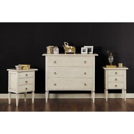 IN OFFERTA COMO' LEGNO 3 CASS LACCATO AVORIO ANTICATOBIANCO X CAMERA DA LETTO