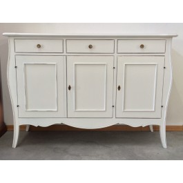 CREDENZA - SOLO BASE SAGOMATA LACCATO BIANCO LEGNO MASSELLO
