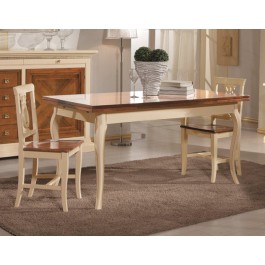 TAVOLO LEGNO BICOLORE PROVENZALE 100X100 ALLUNGABILELEGNO MASSELLO