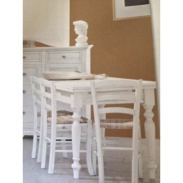TAVOLO 140X80 ALL LEGNO BIANCO OPACO E 4 SEDIE COME FOTO -