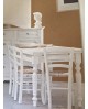 TABLE 100X100 TOUS BOIS BLANC MATT ET 4 CHAISES EN TANT QUE PHOTO -
