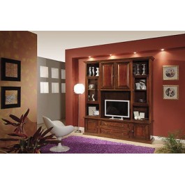 PARETE LIBRERIA SOGGIORNO LEGNO MASSELLO