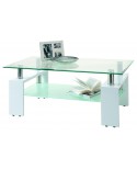 TAVOLINO SALOTTO VETRO - PIANO CRISTALLO TEMPERATO COLORE BIANCO