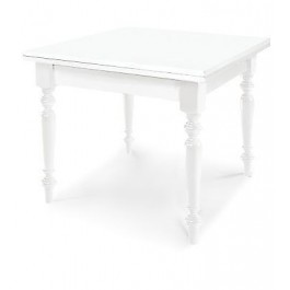 TAVOLO BIANCO OPACO ALLUNGABILE 100 X 100 A LIBRO LEGNO MASSELLO LACCATA BIANCO
