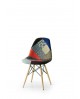 CHAIR DESIGN PATCHWORK FABRIC WITH LEGS IN BEECHWOOD