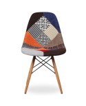 CHAIR DESIGN PATCHWORK FABRIC WITH LEGS IN BEECHWOOD