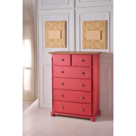 CASSETTIERA IN LEGNO CERATA ANTICATA rosso antico VARI COLORI