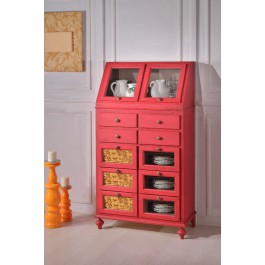 DISPENSA IN LEGNO CERATA ANTICATA ROSSO ANTICO VARI COLORI