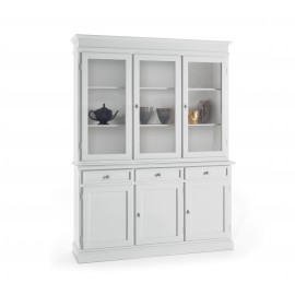 CREDENZA VETRINA BASE E ALZATA IN LEGNO COLORE BIANCO