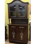 CREDENZA BASE + ALZATA LEGNO MASSELLO COL NOCE ANTICO DEC A MANO