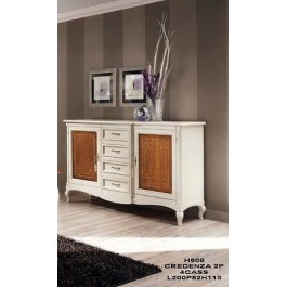 MUEBLE gabinete de madera INLAY BICOLOR floral - BLANCO Y NUEZ