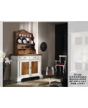 MOBILE CREDENZA BASE LEGNO MASSELLO COL BIANCO ANTICATO BICOLORE X SALA SALOTTO