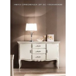 MOBILE CREDENZA LEGNO MASSELLO COL BIANCO ANTICATO X SALA SALOTTO
