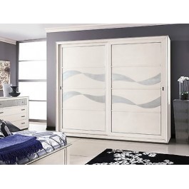 PORTES EN BOIS ARMOIRE COULISSANTE BLANC BRILLANT ARGENT LEAF