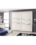 PORTES EN BOIS ARMOIRE COULISSANTE BLANC BRILLANT ARGENT LEAF