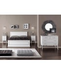 BEDROOM GLOSS WHITE WOOD BED COMO 'COMODINO