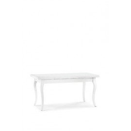 TAVOLO BIANCO OPACO ALLUNGABILE 160/240 X 85 LEGNO MASSELLO LACCATA BIANCO