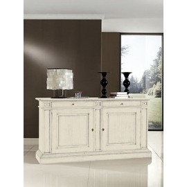 CREDENZA CREDENZONE AVORIO LEGNO MASSELLO L 220 P 60 H 115