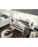 LETTO MATRIMONIALE MODERNO LACCATO BIANCO LEGNO MASSELLO