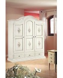 MOBILE CABINET 3 DOORS PAINTED WOOD DECORATED MATT WHITE IVORY