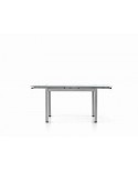 TAVOLO METALLO GRIGIO PIANO VETRO BIANCO MODERNO ALLUNGABILE 110X70 TEMP