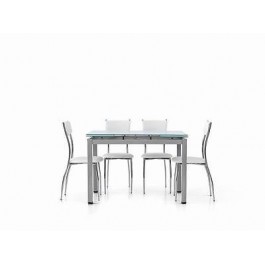 TISCH Grau Metall Glasboden Weiß Modern EXTENDABLE 110x70 TEMP