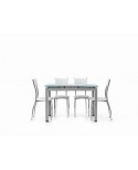 TISCH Grau Metall Glasboden Weiß Modern EXTENDABLE 110x70 TEMP