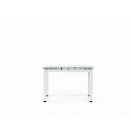 TAVOLO METALLO BIANCO PIANO VETRO BIANCO MODERNO ALLUNGABILE 110X70 TEMP