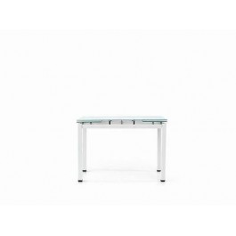TAVOLO METALLO BIANCO PIANO VETRO BIANCO MODERNO ALLUNGABILE 110X70 TEMP