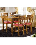 TAVOLO LEGNO RETTANGOLARE 160X85 ALLUNGABILE 4 SEDIE NOCE ARTE POVERA