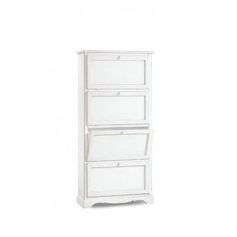 MOBILE SHOE CABINET 4 DOORS PAINTED WOOD MATT WHITE