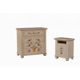 BEDSIDE DRAWER WOOD DECORATED BY HAND PAINTED ANTIQUE COUNTRY COLLECTION