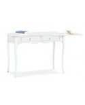 TAVOLO LEGNO CONSOLLE SCRIVANIA2 CASSETTI LACCATO BIANCO OPACO CON ALLUNGA