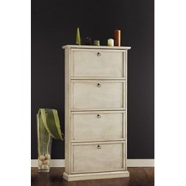 MOBILE SHOE CABINET 4 DOORS PAINTED IVORY ANTIQUE