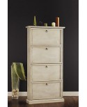 MOBILE SHOE CABINET 4 DOORS PAINTED IVORY ANTIQUE