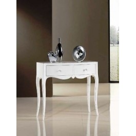 CONSOLE 2 TIROIRS BLANC BRILLANT