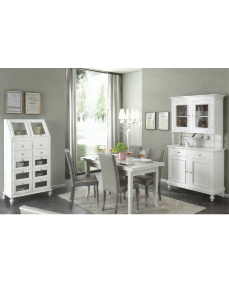 SALA COMPLETA COME FOTO LEGNO MASSELLO BOMBATA COLORE BIANCO VARI COLORI