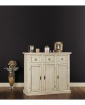 MOBILE CREDENZA 3 ANTE 3 CASSETTI LACCATO AVORIO ANTICATO