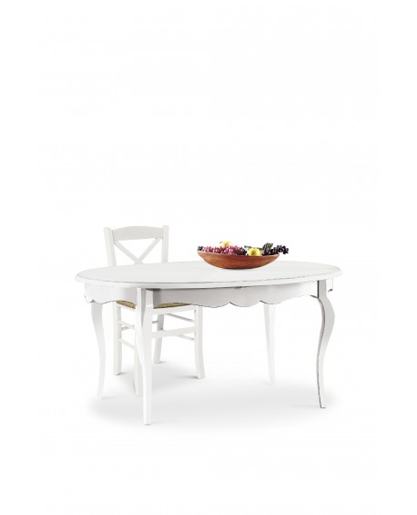TAVOLO OVALE ALLUNGABILE IN LEGNO BIANCO OPACO