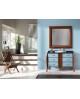 MOBILE BAGNO ARREDO LEGNO MASSELLO ARTIGIANALE LACCATO BICOLORE CON SPECCHIERA