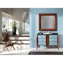 MOBILE BAGNO ARREDO LEGNO MASSELLO ARTIGIANALE LACCATO BICOLORE CON SPECCHIERA