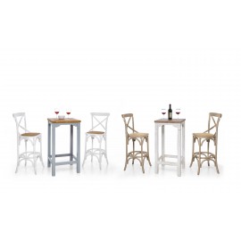 TABLA mesa alta FIR MADERA CON AZUL GRIS COLOR MIEL PIANO